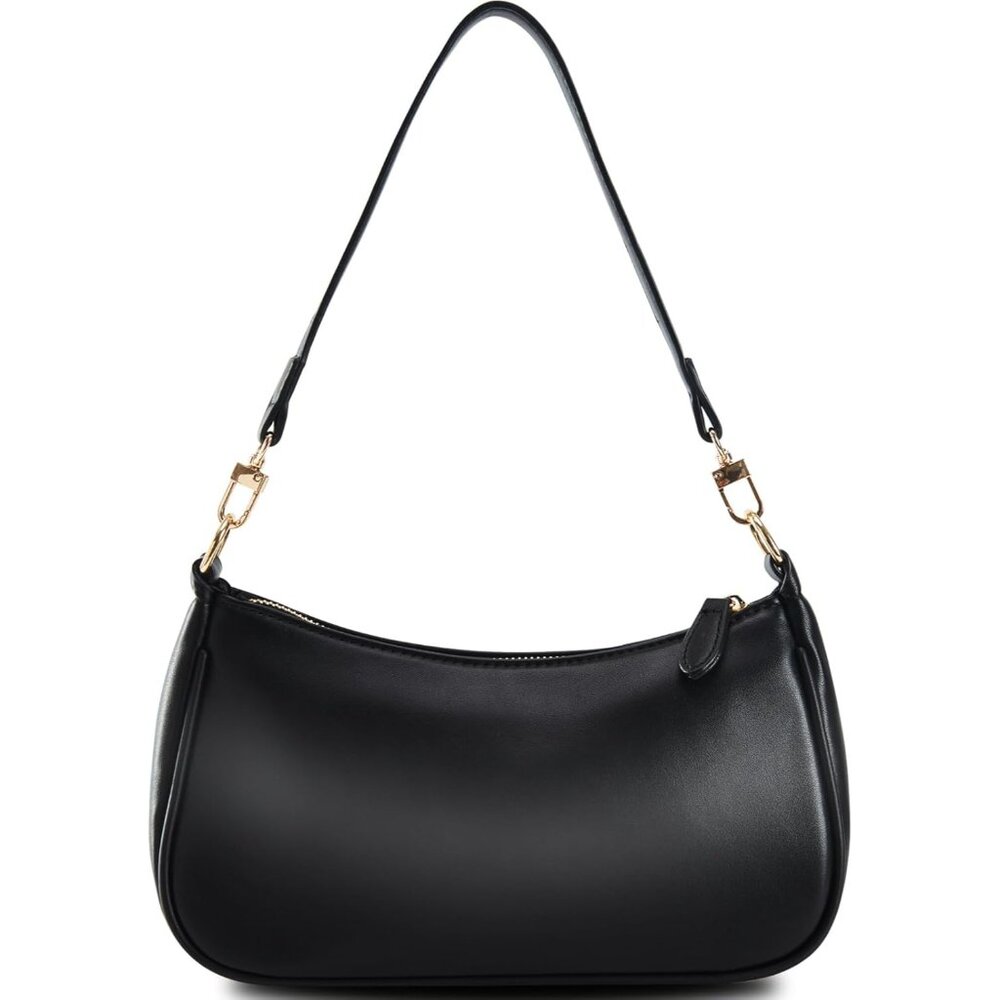 Stylish Crescent Vegan Leather Handbag - Compact Crossbody With Adjustable Strap